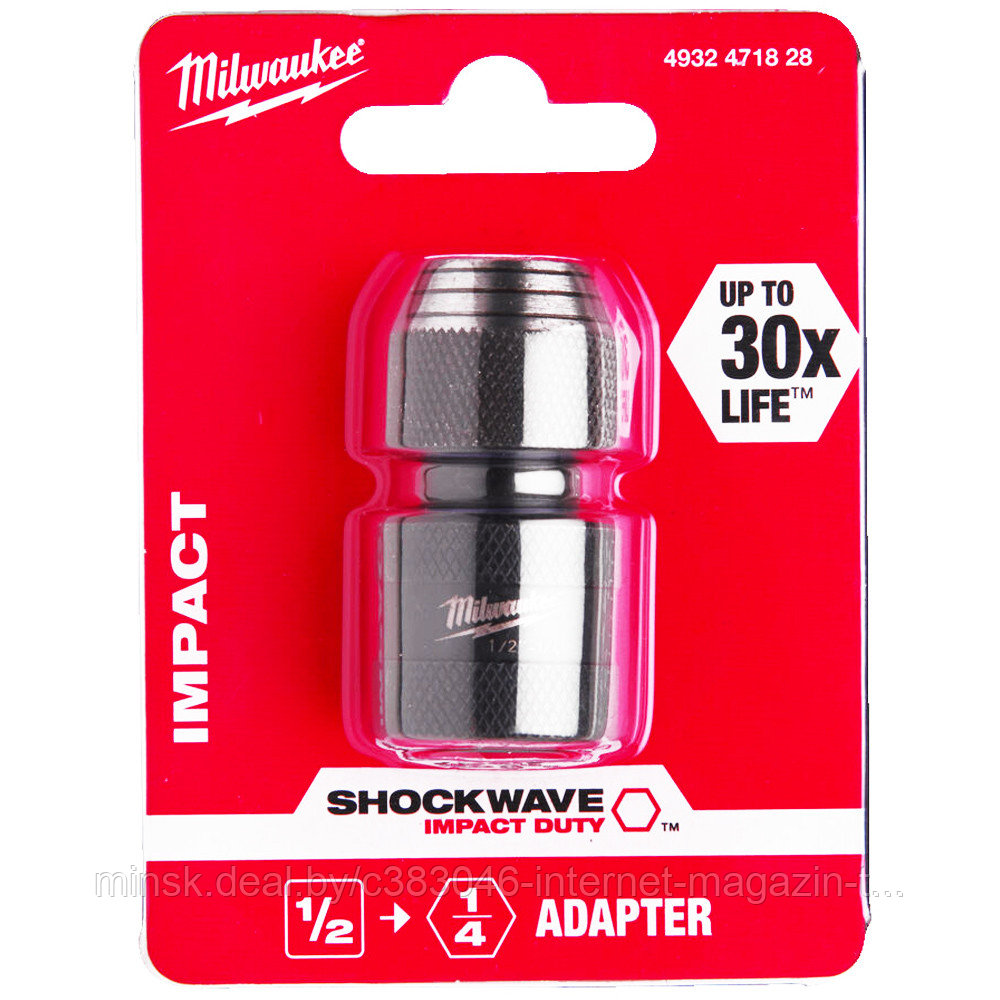 Адаптер ударный с 1/2" на 1/4 Hex Shockwave Impact Duty Milwaukee (4932471828) - фото 1 - id-p135110300