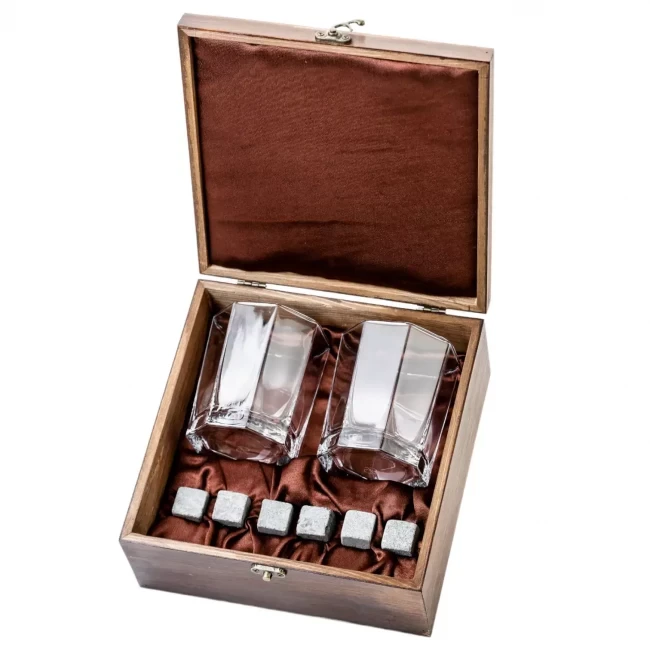 Подарочный набор для виски в деревянной шкатулке с камнями AmiroTrend ABW-104 - фото 3 - id-p200564755