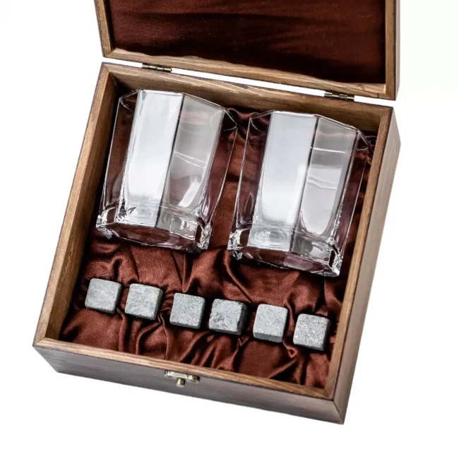 Подарочный набор для виски в деревянной шкатулке с камнями AmiroTrend ABW-104 - фото 4 - id-p200564755