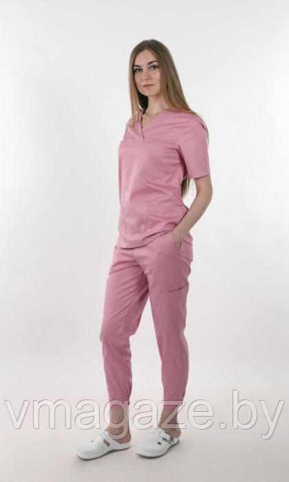 Медицинская женская блуза хирург стрейч (цвет розовый) - фото 3 - id-p198045161