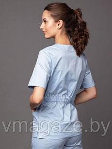 Медицинская женская блуза "хирург"стрейч (цвет голубой)