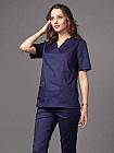 Медицинская женская блуза "хирург"стрейч (цвет темно-синий), фото 2