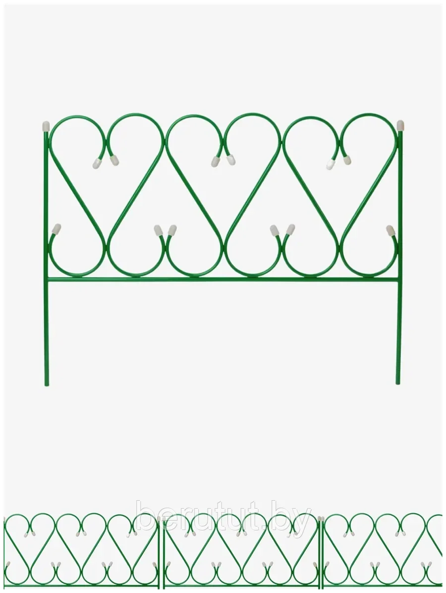 Заборчик металлический декоративный "Изящный большой", цвет Зеленый - фото 4 - id-p203444811
