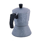 Кофеварка гейзерная 150 мл. (3 порции)  серый мрамор Kamille КМ-2516GR, фото 2
