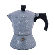 Кофеварка гейзерная 150 мл. (3 порции) Kamille КМ-2516GR (серый мрамор)