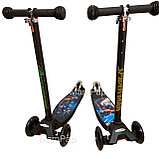 Самокат детский трехколесный scooter  Maxi 0072R принтованный Чёрный (человек паук), фото 7