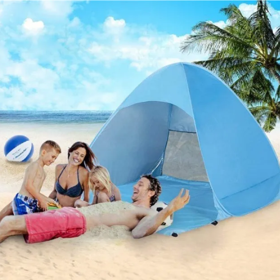 Палатка трехместная автоматическая XL 200 х 165 х 130 см. / тент самораскладывающийся для пляжа, для отдыха - фото 5 - id-p203446947