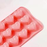 Форма для льда и шоколада Доляна «Сердечки», 20,5×10 см, 15 ячеек, цвет МИКС, фото 10