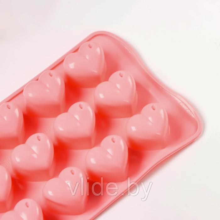 Форма для льда и шоколада Доляна «Сердечки», 20,5×10 см, 15 ячеек, цвет МИКС - фото 10 - id-p146448097