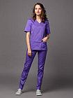 Медицинская женская блуза "хирург"стрейч (цвет фиолетовый), фото 2