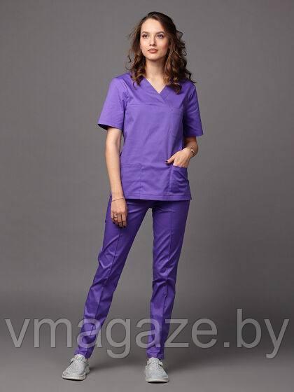 Медицинская женская блуза хирург стрейч (цвет фиолетовый) - фото 2 - id-p203454407