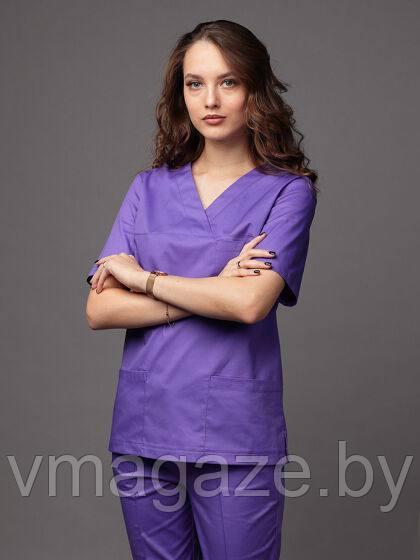 Медицинская женская блуза хирург стрейч (цвет фиолетовый) - фото 1 - id-p203454407