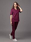 Медицинская женская блуза "хирург"стрейч (цвет бордо), фото 2