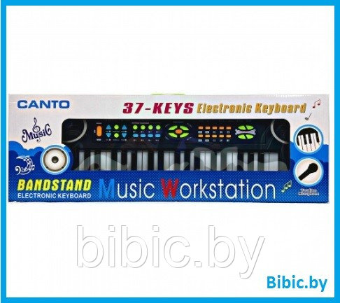 Детский синтезатор пианино 3778 Canto 37 клавиш с микрофоном, детское пианино музыкальный инструмент для детей - фото 1 - id-p203456701