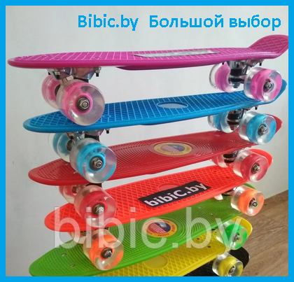 Пенни борд Penny board / скейт со светящимися ПУ колесами, скейтборд светящийся для мальчиков и девочек - фото 1 - id-p77309616