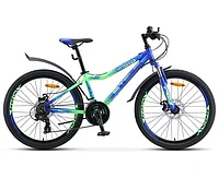 Подростковый велосипед Stels Navigator 450 MD 24" (синий/неоновый-зеленый)