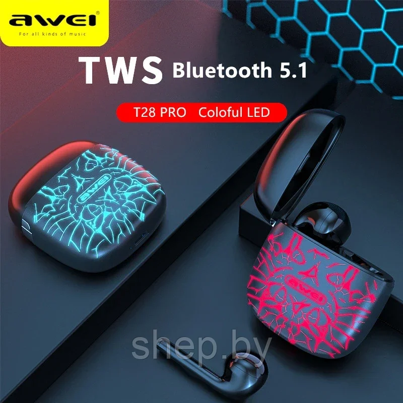 Беспроводные наушники TWS AWEI T28 Pro - фото 4 - id-p203516507