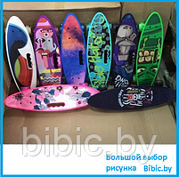Детский скейт с ручкой и рисунком принтом, пенни борд Penny board скейтборд для мальчиков и девочек принт