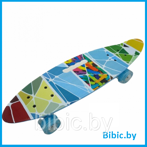 Детский скейт 885 с ручкой и рисунком принтом, пенни борд Penny board скейтборд для мальчиков и девочек принт - фото 4 - id-p203535596