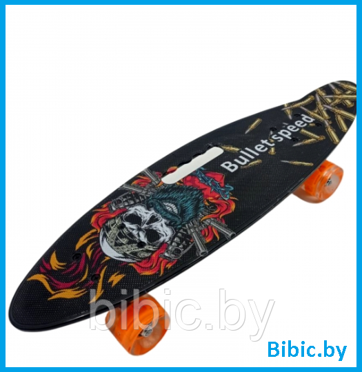 Детский скейт 885 с ручкой и рисунком принтом, пенни борд Penny board скейтборд для мальчиков и девочек принт - фото 3 - id-p203537536