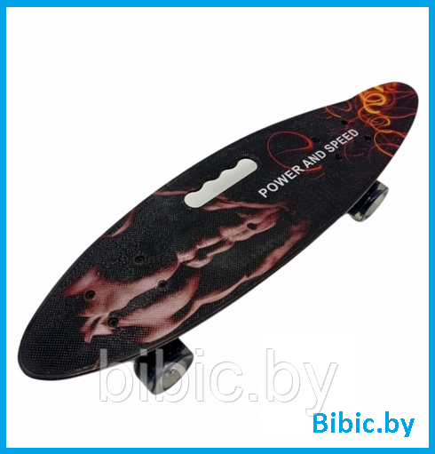 Детский скейт 885 с ручкой и рисунком принтом, пенни борд Penny board скейтборд для мальчиков и девочек принт - фото 4 - id-p203537536