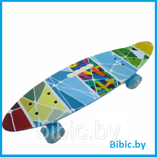 Детский скейт 885 с ручкой и рисунком принтом, пенни борд Penny board скейтборд для мальчиков и девочек принт - фото 5 - id-p203537536