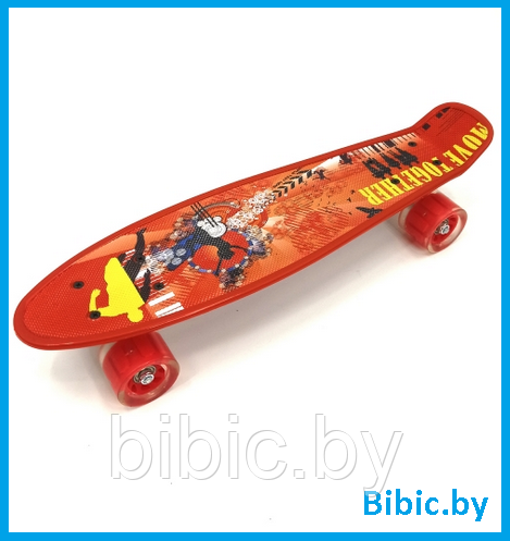 Детский скейт 126 светящиеся колеса граффити, с рисунком принтом, пенни борд Penny board скейтборд для детей - фото 3 - id-p203537741
