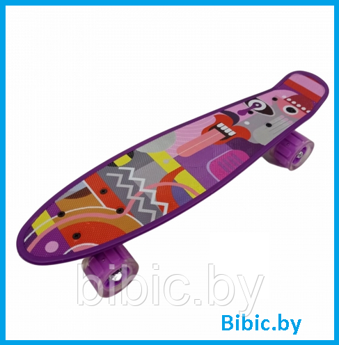 Детский скейт 126 светящиеся колеса граффити, с рисунком принтом, пенни борд Penny board скейтборд для детей - фото 4 - id-p203537874