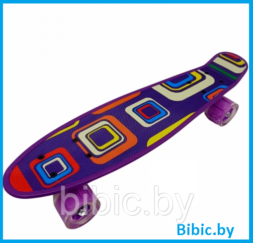 Детский скейт 126 светящиеся колеса граффити, с рисунком принтом, пенни борд Penny board скейтборд для детей - фото 2 - id-p203537899