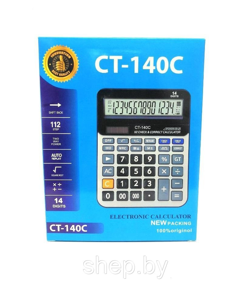 Настольный 14-разрядный калькулятор с двойным питанием CT-140C - фото 2 - id-p203537964
