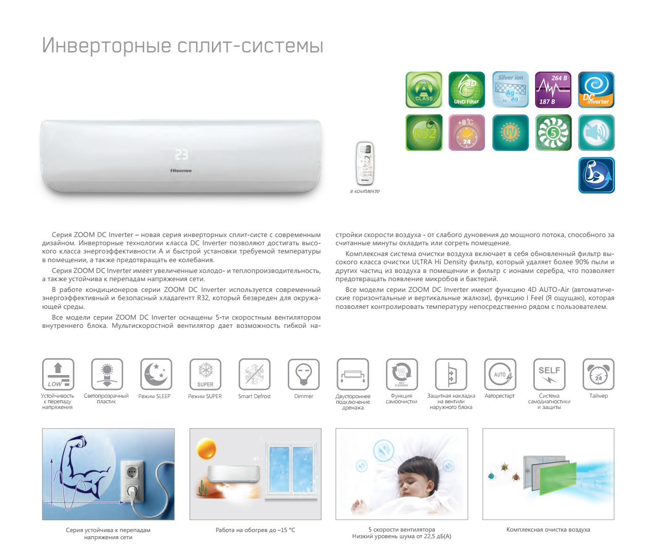 Кондиционер Hisense Zoom DC Inverter AS-07UR4RYRKB00 - фото 2 - id-p203543013