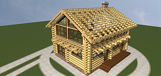 стропильная система деревянного дома общий вид