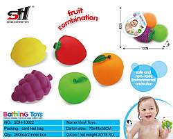 Набор игрушек для купания "Фрукты" (клубничка, лимон, виноград, яблоко, апельсин)
