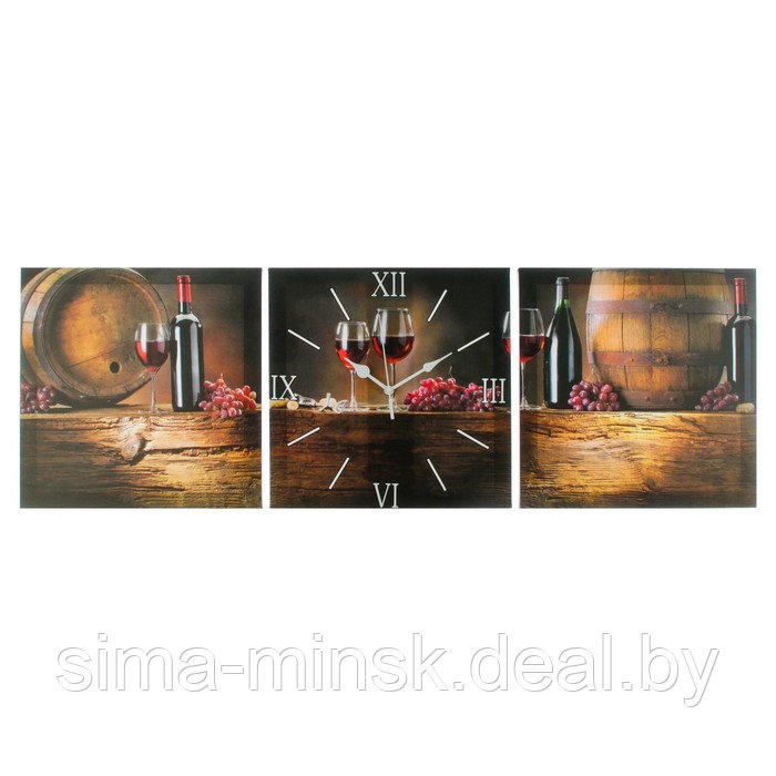 Часы настенные, модульные, серия: Интерьер, "Вино", 35х110  см