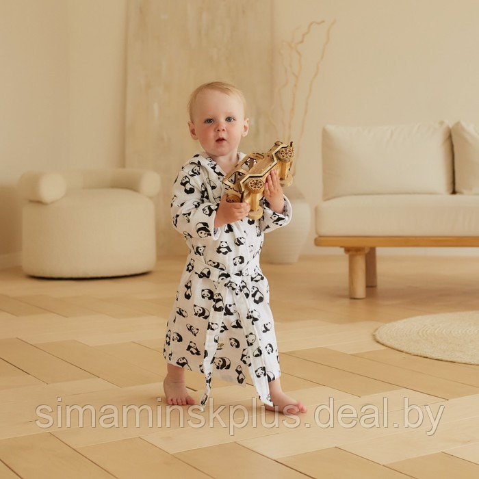 Халат детский муслиновый LoveLife «Панды» (4 года, рост 104-110 см) 100% хлопок, 235 гр/м2 - фото 10 - id-p203561136