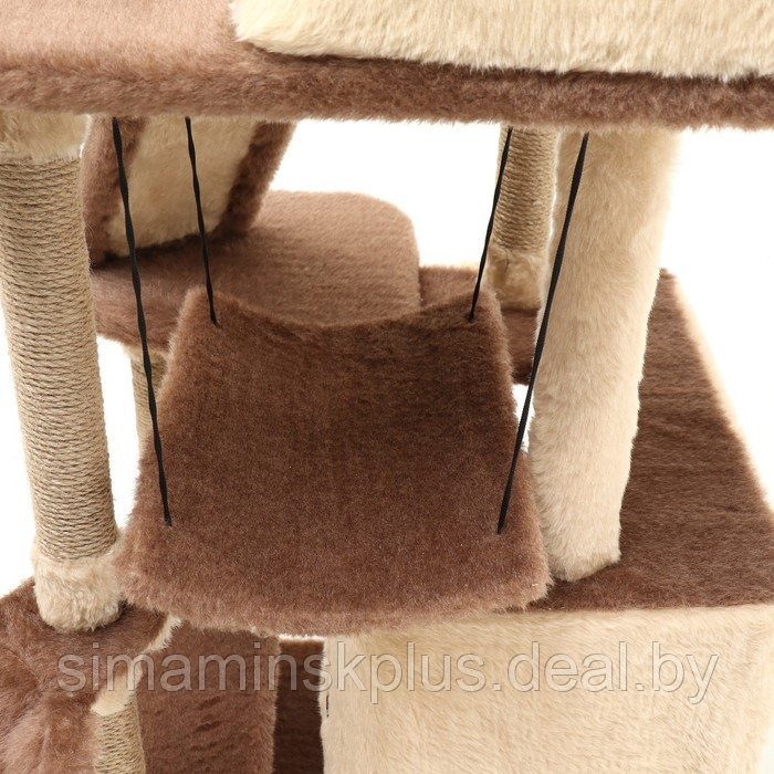 Комплекс для кошек с когтеточкой, разборный, 8ми уровневый, 77 х 90 х 163 см, бежевый - фото 8 - id-p203562926