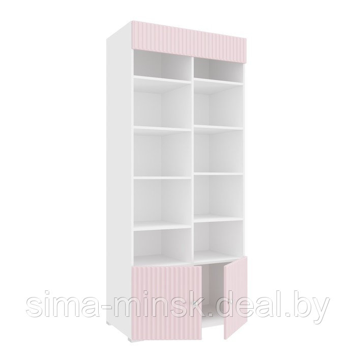 Шкаф «Алиса», комбинированный с 2-мя дверьми и карнизом, 881×465×2020 мм, белый / розовый - фото 2 - id-p203564156