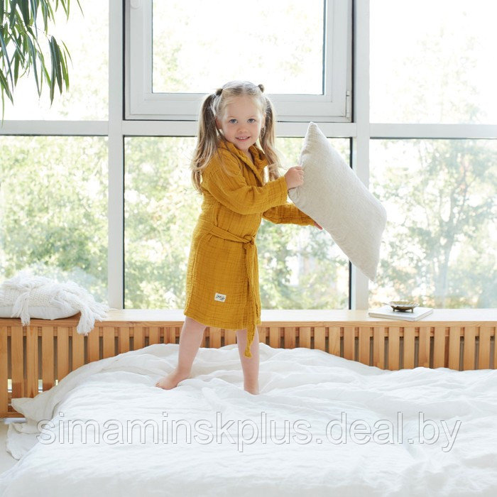 Халат детский муслиновый LoveLife (3 года, рост 98-104 см), цвет горчичный, 100% хлопок, 235 гр/м2 - фото 9 - id-p203561153