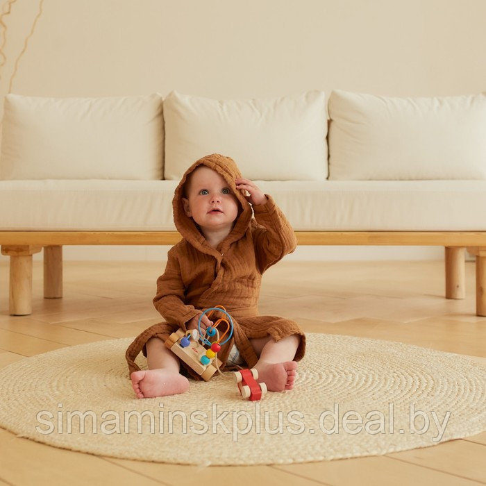 Халат детский муслиновый LoveLife (6 лет, рост 116-122 см), цвет корицы, 100% хлопок, 235 гр/м2 - фото 8 - id-p203561157