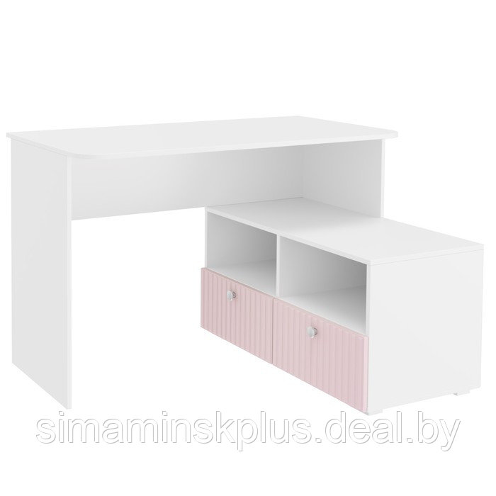 Стол письменный угловой «Алиса», 1200×881×772 мм, с ящиками, цвет белый / розовый - фото 1 - id-p203569197