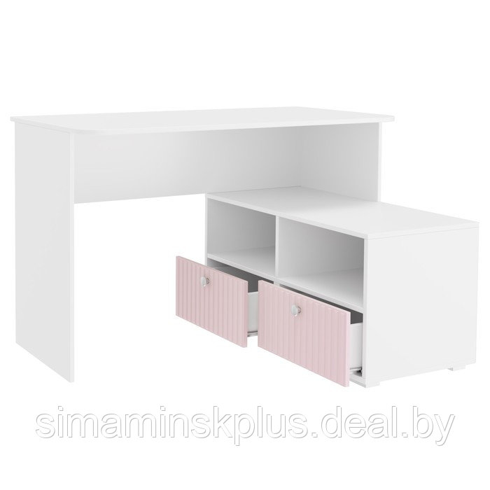 Стол письменный угловой «Алиса», 1200×881×772 мм, с ящиками, цвет белый / розовый - фото 2 - id-p203569197