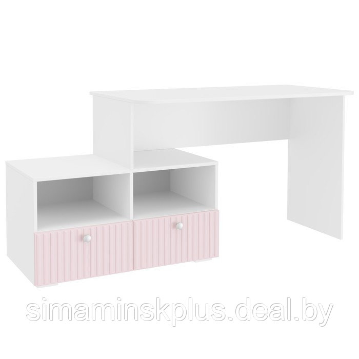 Стол письменный угловой «Алиса», 1200×881×772 мм, с ящиками, цвет белый / розовый - фото 3 - id-p203569197
