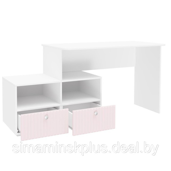 Стол письменный угловой «Алиса», 1200×881×772 мм, с ящиками, цвет белый / розовый - фото 4 - id-p203569197