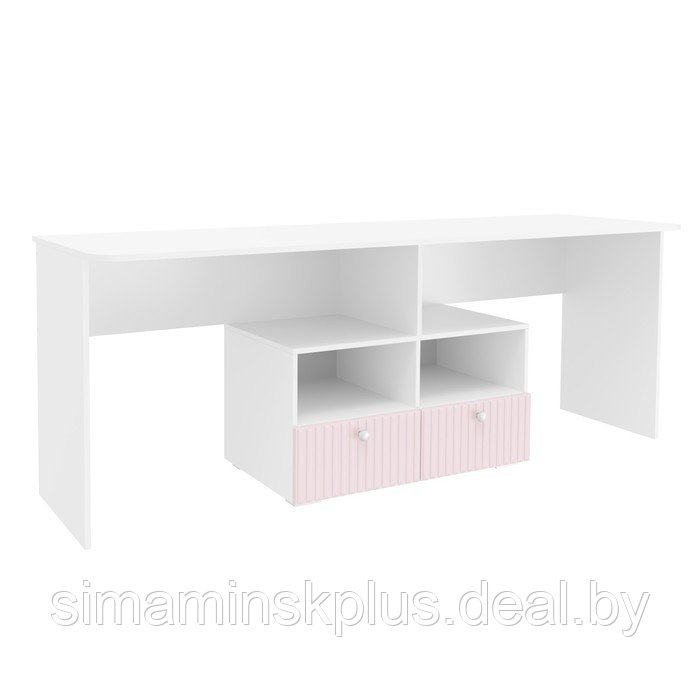 Стол письменный «Алиса», 2113×590×772 мм, с ящиками, цвет белый / розовый - фото 1 - id-p203569200
