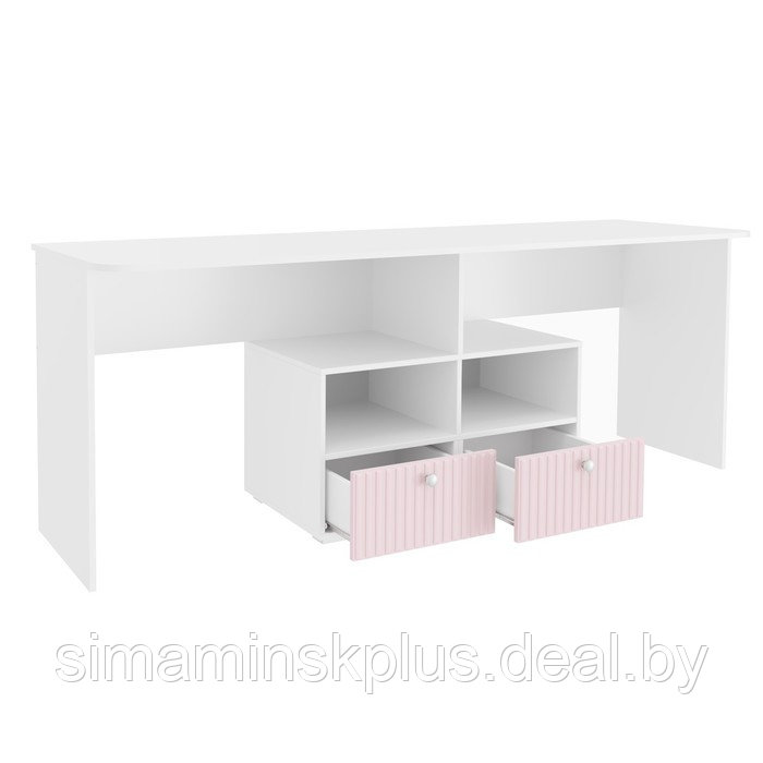 Стол письменный «Алиса», 2113×590×772 мм, с ящиками, цвет белый / розовый - фото 2 - id-p203569200