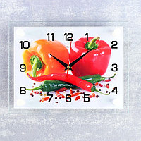 Часы-картина настенные, серия: Кухня, "Перцы", плавный ход, 20 х 26 см