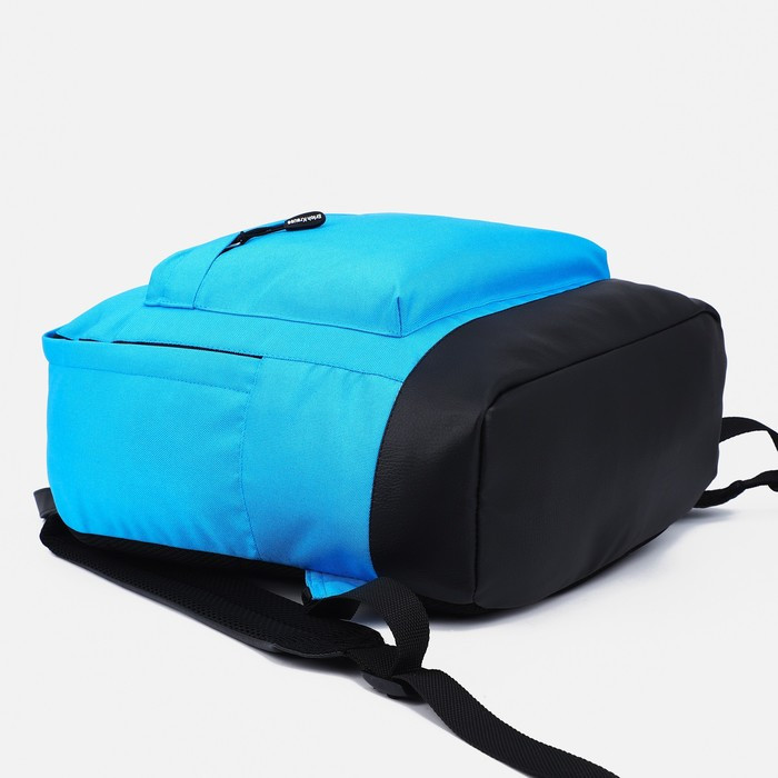 Рюкзак на молнии, наружный карман, цвет голубой - фото 3 - id-p203560053