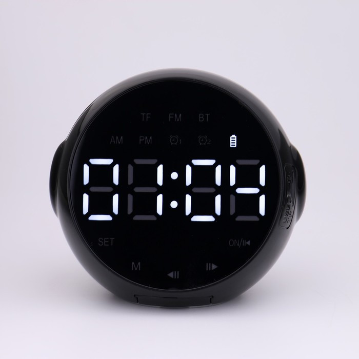 Часы электронные настольные, белая индикация, с колонкой, 8 х 8.5 х 6 см - фото 2 - id-p203566890