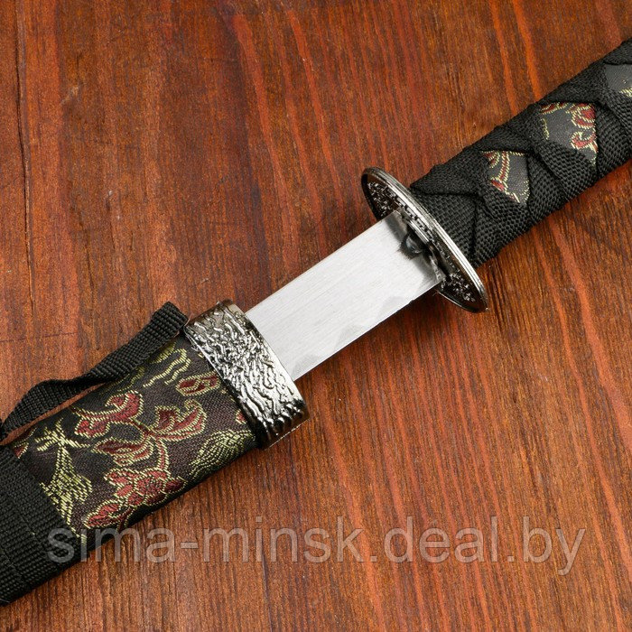 Сувенирное оружие «Катана», чёрные ножны с узорами в виде дракона, 47 см - фото 4 - id-p203559688