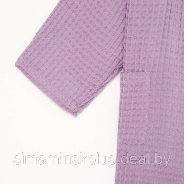 Халат вафельный женский удлинённый Этель "Boho" размер 46-48, цвет сиреневый, 100% хлопок, 290 г/м2 - фото 4 - id-p203561220